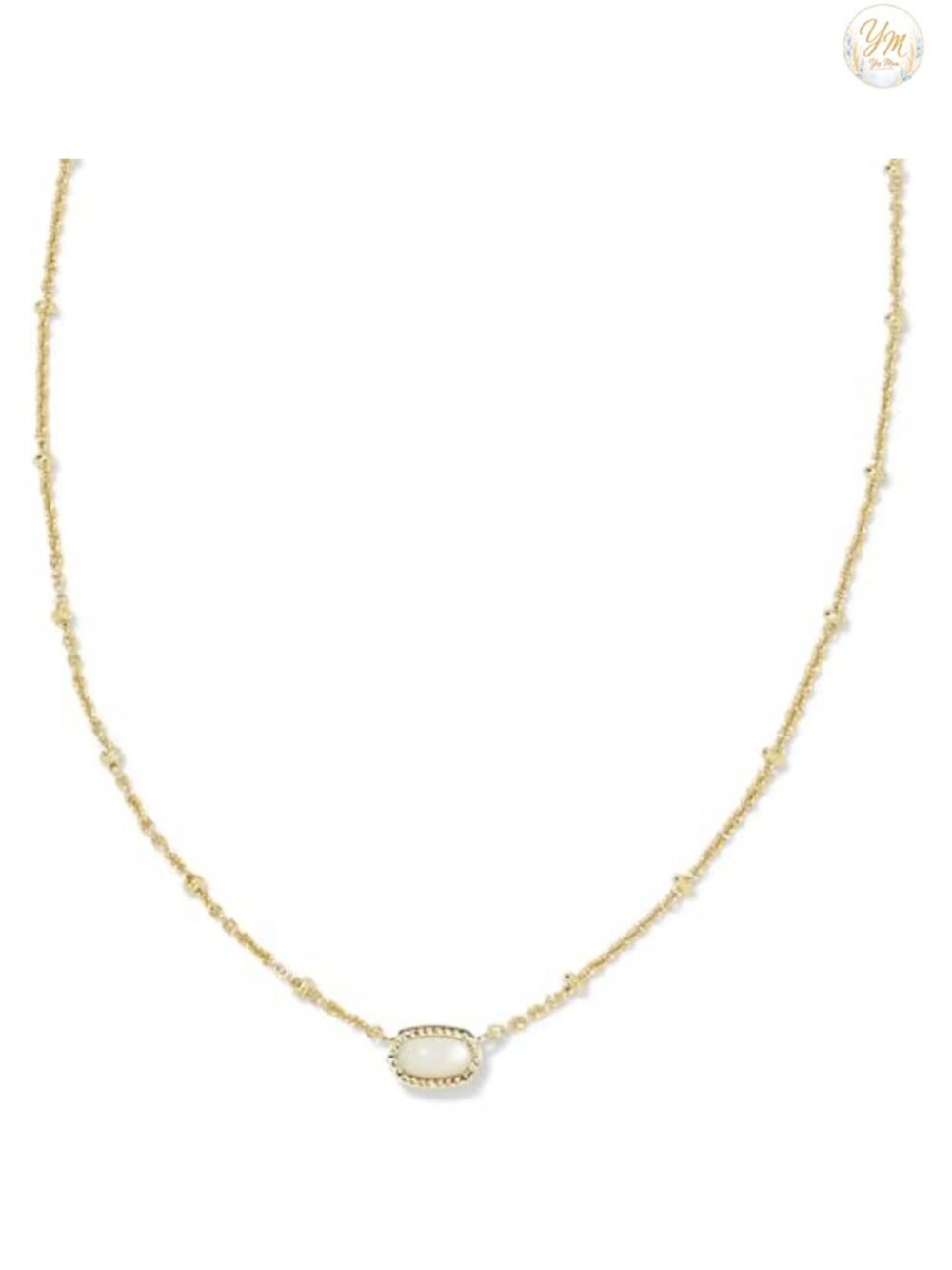 14k Gold-Plated Mother of Pearl Pendant Necklace with Satellite Chain -